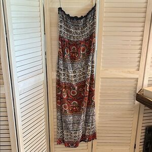 Wet Seal Red and Navy Blue Patterned Maxi dress/ skirt